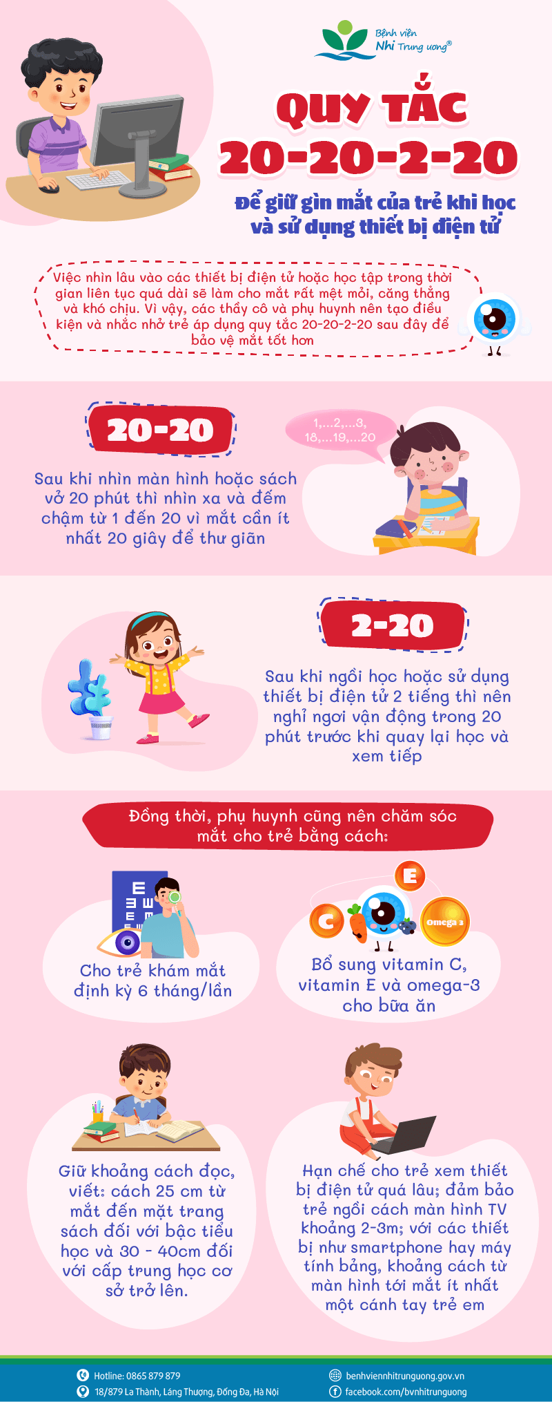 Quy tắc 20-20-2-20 để giữ gìn mắt của trẻ khi học và sử dụng thiết bị điện tử