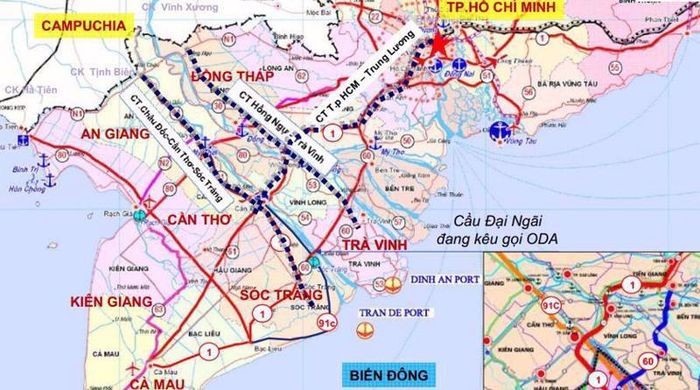 Vị trí khu cảng Trần Đề (Sóc Trăng) trên bản đồ.