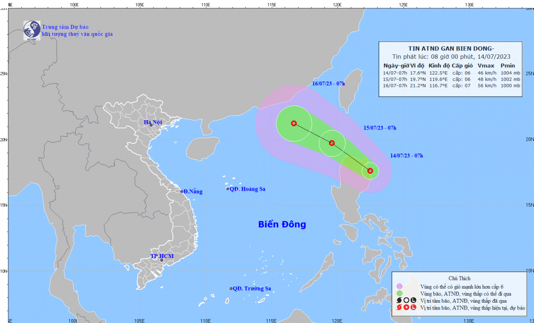 Tin áp thấp nhiệt đới gần Biển Đông mới nhất 14/7