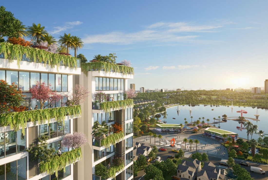 Vườn thẳng đứng Vertical Garden mang nét thiết kế độc bản rất riêng của gần 400 căn hộ tại Sunshine Green Iconic