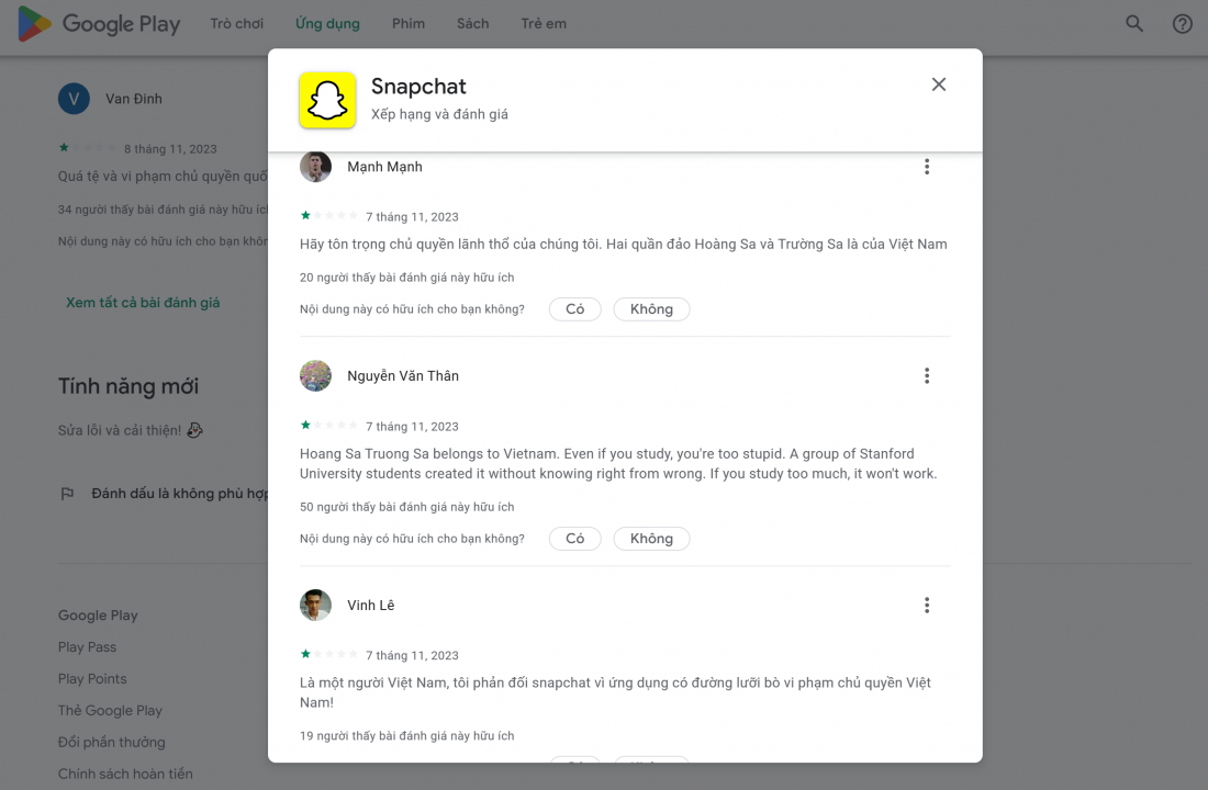Ứng dụng Snapchat nhận 'bão' đánh giá 1 sao vì bản đồ 'đường lưỡi bò' phi pháp