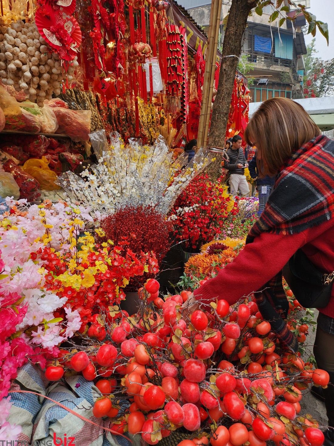 Chợ Tết phố cổ Hà Nội rộn ràng hương sắc mùa xuân