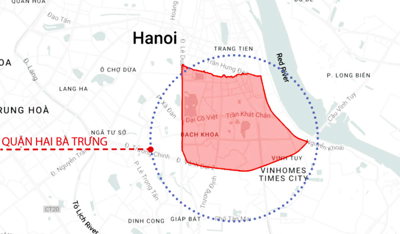 Vị trí lập thiết kế đô thị khu vực hồ Thiền Quang. Nguồn: UBND quận Hai Bà Trưng