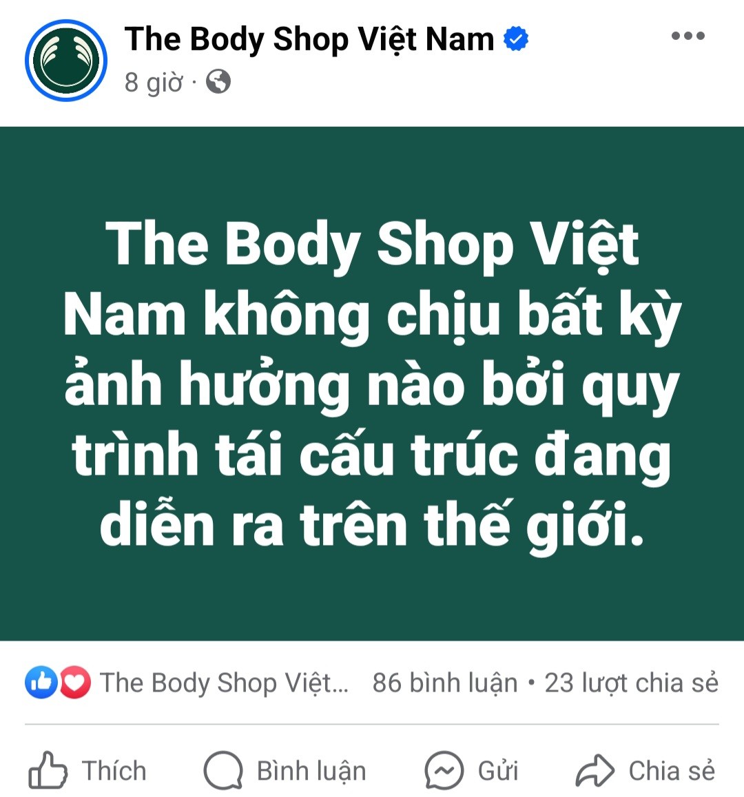 The Body Shop sụp đổ đế chế mỹ phẩm trên toàn cầu, số phận của The Body Shop Việt Nam ra sao?