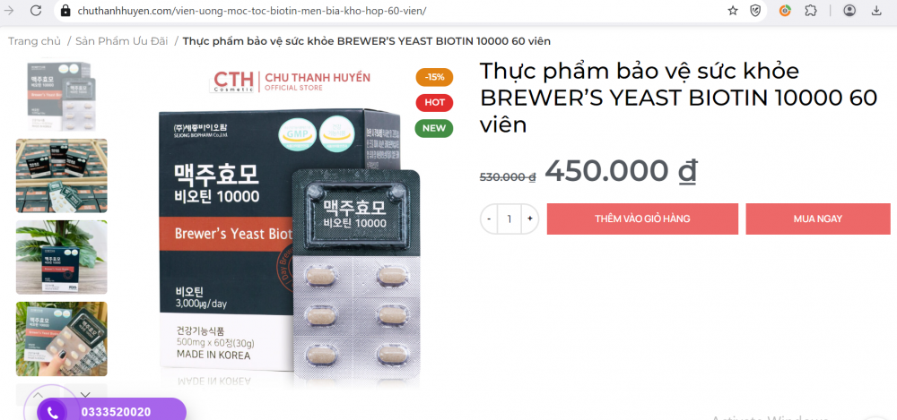 Đề nghị tạm dừng lưu thông sản phẩm Brewer’s Yeast Biotin 1000