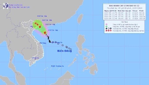 Dự báo đường đi và ảnh hưởng của bão số 2 - Ảnh: Trung tâm Dự báo khí tượng thủy văn quốc gia