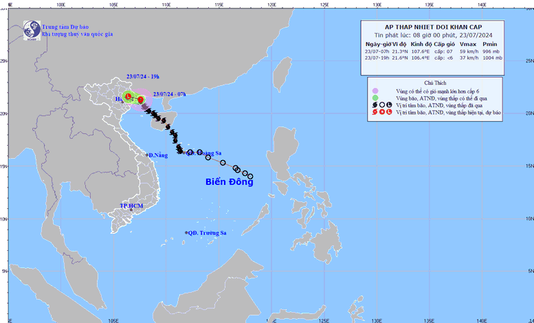 Bão số 2 suy yếu thành ấp thấp nhiệt đới trên vùng ven biển Quảng Ninh-Hải Phòng