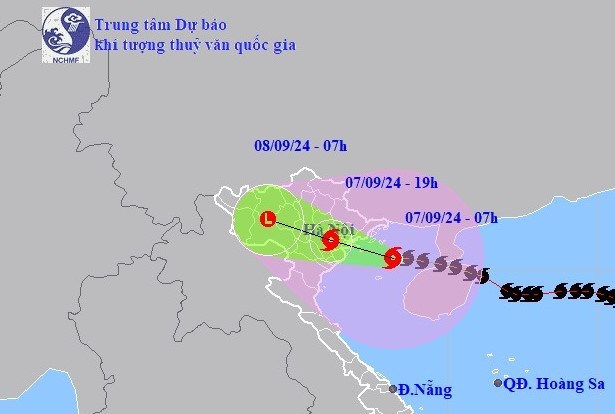 Dự báo vị trí và đường đi của Bão số 3 (YAGI)