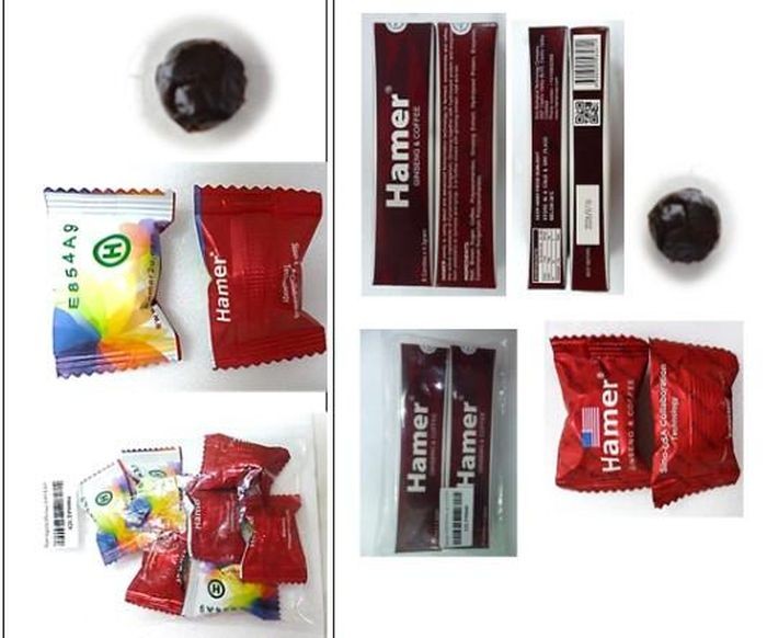 Các sản phẩm kẹo ngậm Hamer có chứa dược chất điều trị... liệt dương. Ảnh: VKMT