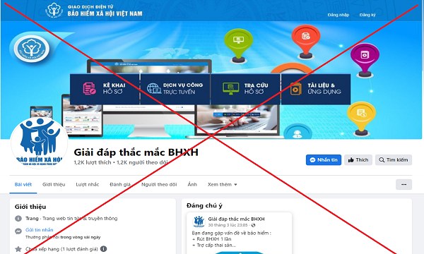 Fanpage Facebook giả mạo BHXH Việt Nam để lừa đảo