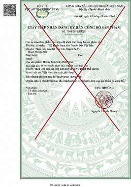 Cảnh báo Giấy Tiếp nhận đăng ký bản công bố sản phẩm giả mạo của sản phẩm Hoàng Kim Giáp Biệt dược