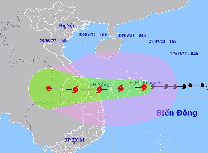 Vị trí và hướng di chuyển của siêu bão Noru - Nguồn: Trung tâm Dự báo khí tượng thủy văn quốc gia