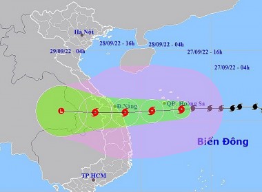 Dự báo rạng sáng 28/9 siêu bão Noru sẽ độ bộ vào miền Trung với sức gió giật cấp 16