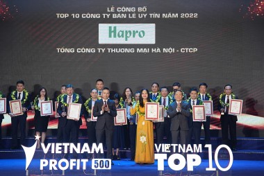 Hapro lần thứ 5 liên tiếp được vinh danh TOP 10 Công ty bán lẻ uy tín năm 2022