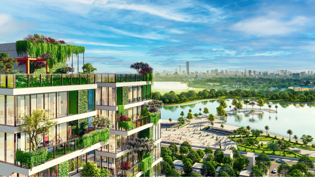 Áp dụng giải pháp Vertical Garden 4.0 vào thiết kế, gần 400 căn hộ tại dự án đều sở hữu những khu vườn giữa tầng không tại khu Đông Hà Nội.