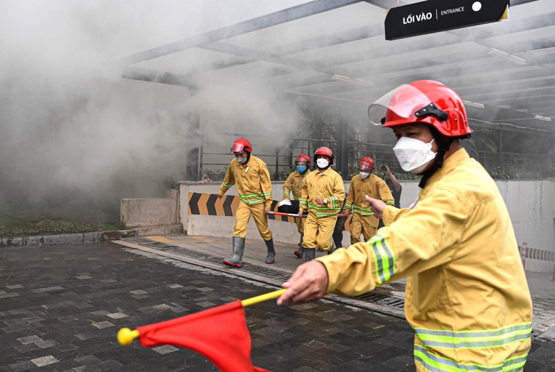 Hơn 600 người tham gia diễn tập phòng cháy chữa cháy tại Ecopark