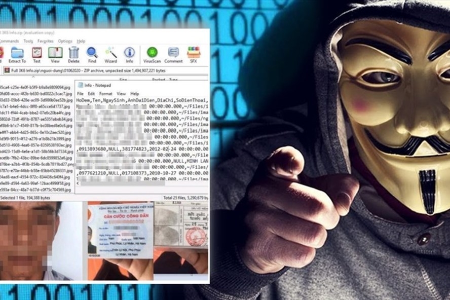 Thông tin của 10.000 người Việt Nam bị hacker rao bán trên mạng. Ảnh do NCSC cung cấp (Đồ họa: HN)