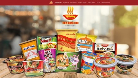 Giao diện website của Công ty Cổ phần Thực phẩm Thiên Hương. Ảnh: Internet