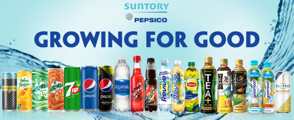 Các sản phẩm nổi bật của thương hiệu Suntory PepsiCo Việt Nam. Ảnh: Int