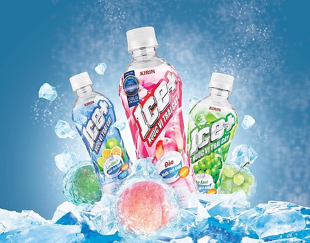 Sản phẩm phổ biến nhất của nhãn hiệu Kirin có lẽ phải kể đến Nước vị trái cây Ice+.