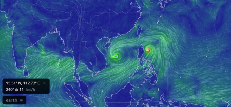 Ngày 10/9 bão Côn Sơn tiếp tục mạnh dần lên. Dự báo trong 2-4 ngày tiếp theo (ngày 12-14/9), bão sẽ di chuyển theo hướng Tây Bắc và đổ bộ vào đất liền Việt Nam.
