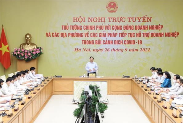 Thủ tướng Phạm Minh Chính chủ trì hội nghị bàn giải pháp hỗ trợ cho doanh nghiệp trong bối cảnh dịch Covid-19