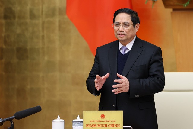 Thủ tướng Phạm Minh Chính nhấn mạnh: Chính sách đã ban hành thì phải thực hiện nghiêm túc, thống nhất, nhất quán trên toàn quốc, “không có lý do gì để các địa phương ban hành các quy định trái với quy định chung”. Ảnh: VGP/Nhật Bắc