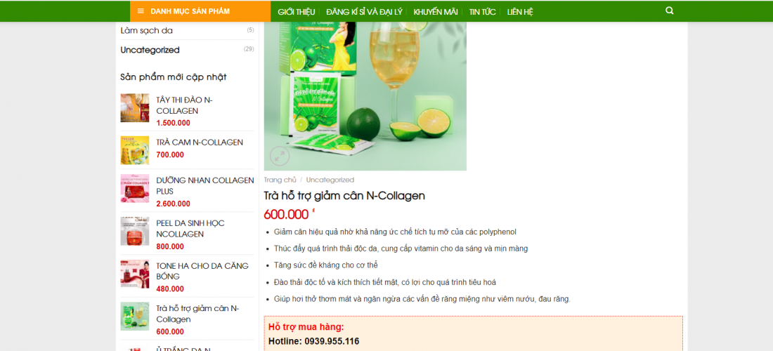Thực phẩm bảo vệ sức khỏe Trà hỗ trợ giảm cân N Collagen vi phạm quảng cáo