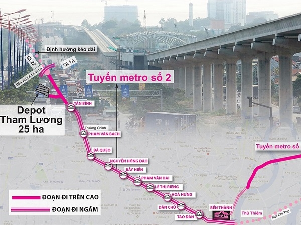 Dự án Metro 2 dài 11,2 km đi qua quận 1, Quận 3, Quận 10, Quận 12, Tân Bình và Tân Phú.