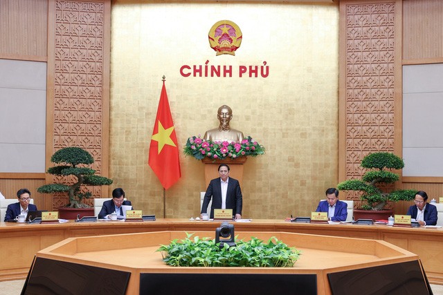 Thủ tướng Phạm Minh Chính chủ trì phiên họp Chính phủ chuyên đề đánh giá công tác lập các quy hoạch theo Luật Quy hoạch - Ảnh: VGP/Nhật Bắc