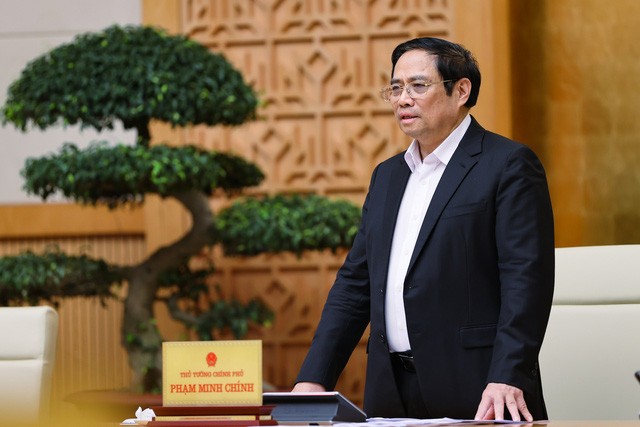 Thủ tướng Phạm Minh Chính đề nghị các đại biểu tập trung phân tích, làm rõ những khó khăn, vướng mắc như đánh giá tính khả thi về tiến độ lập quy hoạch - Ảnh: VGP/Nhật Bắc