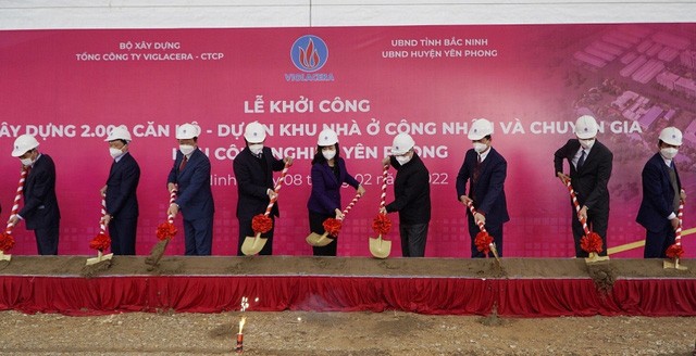 Dự án khu nhà ở công nhân tại khu công nghiệp Yên Phong, tỉnh Bắc Ninh vừa được khởi công trong quý I/2022 - Ảnh: VGP/Toàn Thắng