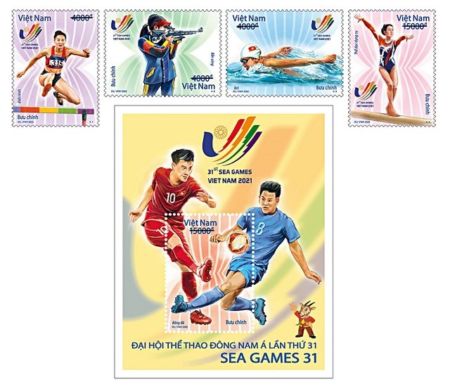 Hình ảnh bộ tem chào mừng Đại hội Thể thao Đông Nam Á lần thứ 31- 2022