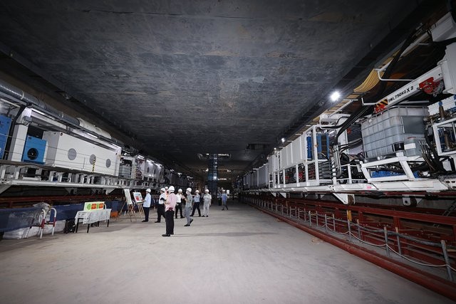 Gói thầu CP03 do liên danh nhà thầu Hyundai - Ghella đảm nhận thi công với 4 km hầm ngầm, 4 nhà ga ngầm và dốc hạ ngầm. Ảnh: VGP/Minh Anh