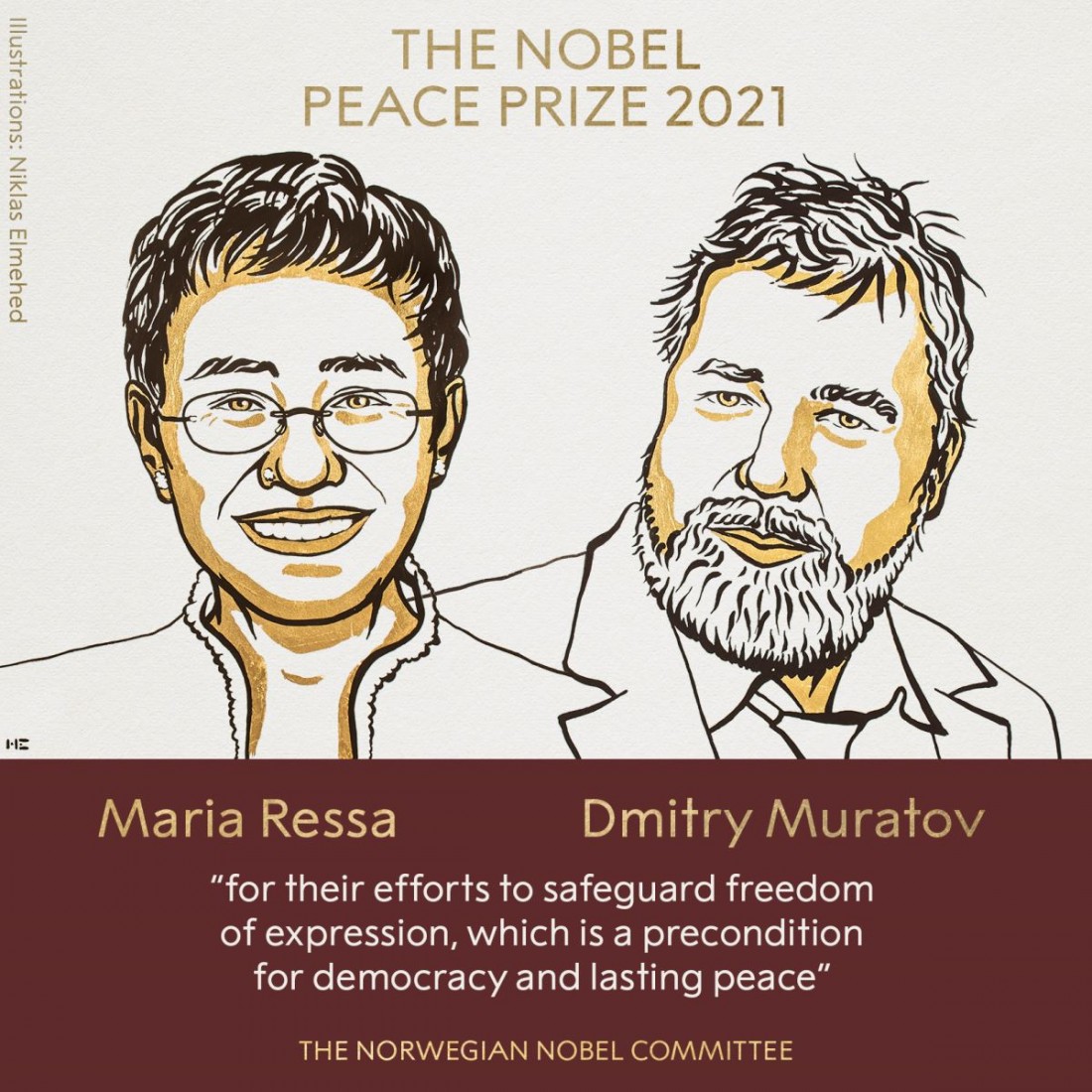 Hai nhà báo Philippines và Nga giành giải Nobel Hòa bình 2021. Ảnh: Nobel Prize