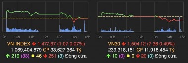 Thị trường chứng khoán ngày 22/12: VN-Index ngập trong sắc đỏ