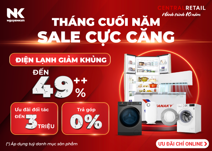 Bản tin khuyến mại ngày 9/12: Nguyễn Kim giảm giá sâu cùng voucher hấp dẫn khi mua hàng online
