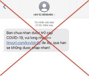 Cảnh báo tin nhắn lừa đảo hỗ trợ người lao động khó khăn do Covid-19