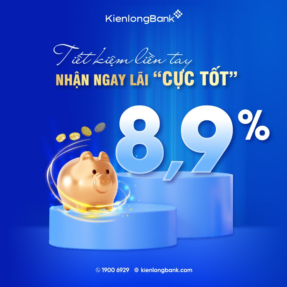 Tham gia gửi tiết kiệm cùng KienlongBank trong tháng 11, khách hàng được hưởng mức ưu đãi lãi suất lên đến 8,9%/năm