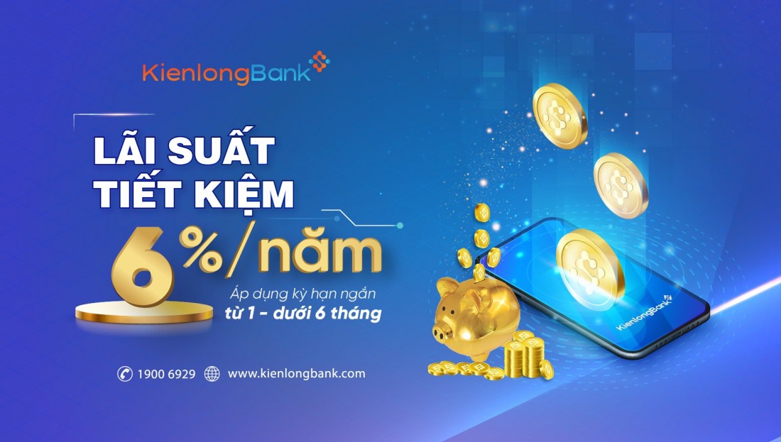 Mức lãi suất cho các kỳ hạn ngắn tại KienlongBank cũng lên đến 6%/năm